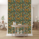 Leopard Between Multicolored Leaves Wallpaper