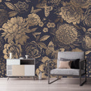 Contemporary Modern Vintage Floral Wallpaper
