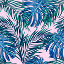 Blue and Green Exotic Leaves Wallpaper