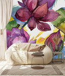 Large Multicolored Flowers Wallpaper