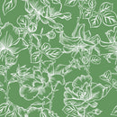 Green Wallpaper with Floral Outline