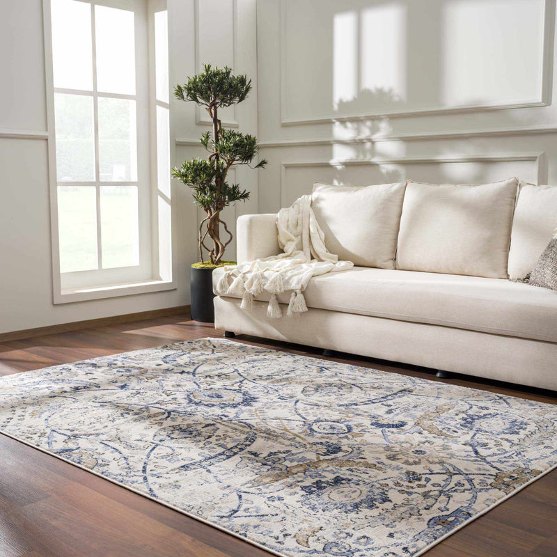 Georgiana Beige & Blue Area Rug