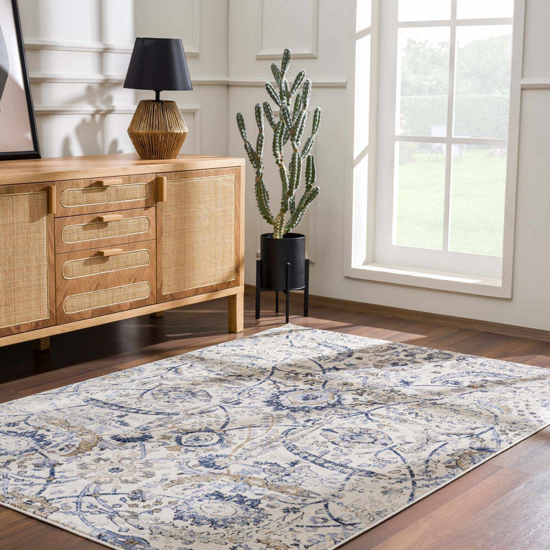 Georgiana Beige & Blue Area Rug