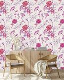 Voguish Pink and Purple Flowers Wallpaper Tasteful