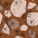 Brown Abstract Floral Wallpaper