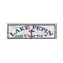Lake Pepin Anchor White Latitude Longitude | Wall Art Print on Real Wood