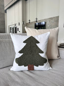 Forest Green Tufted Christmas Tree Pillow Cover