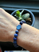 Lapis Lazuli Czech Glass Hamsa bracelet