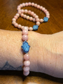 Pink Opal Czech Glass Hamsa bracelet