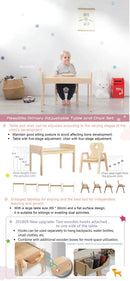 Mesasilla Primary Adjustable Table Set - with drawer-Bear  Car Rabbit  Star - Height Adjustable