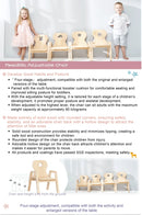 Mesasilla Adjustable Wooden Kids Chair - Ergonomic, Height-Adjustable, Solid Wood | 4 Height Options