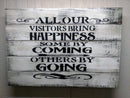 LARGE “VISITORS BRING HAPPINESS” GUN CONCEALMENT WALL ART
