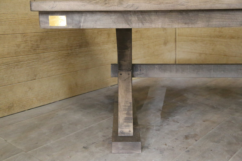 Trestle X Farmhouse Dining Table with Beam