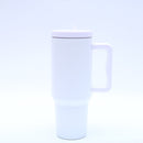 40 oz. Stainless Steel Modern Tumbler with Handle & Straw - White