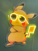 Pikachu Neon Sign, Uv Print Neon, Pokemon Wall Decor, Uv Print Neon Sign