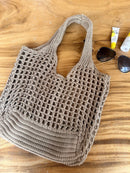 Taupe Knitted Beach Bag