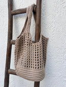 Taupe Knitted Beach Bag