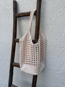 Cream Knitted Beach Bag