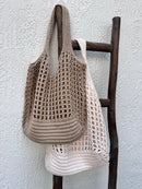 Cream Knitted Beach Bag
