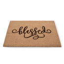Blessed  Natural Coir Fiber Doormat, Anti-Slip PVC Mat Back | 28” x 18