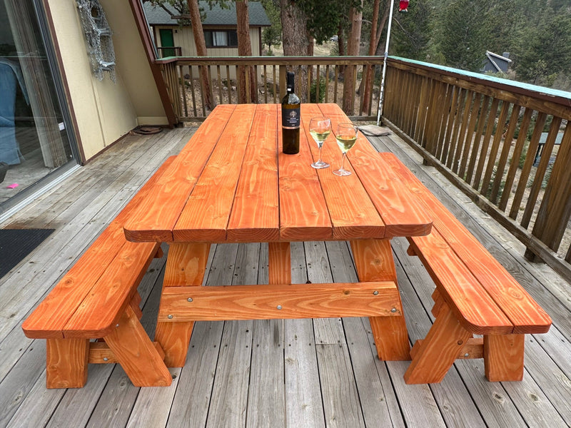 Super Deck Redwood Picnic Table