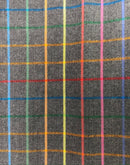 Dark Gray Herringbone with Plaid Stripes in Rainbow Colors Flannel Infinity or Blanket Scarf