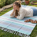 Mint Blue Ocean Mexican Falsa Yoga Blanket