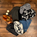 Classic Black and White Houndstooth Flannel Infinity or Blanket Scarf