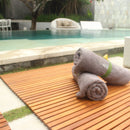 Spokane Extra Large Oiled Teak Shower and Bath String Mat with Rubber Footing 59″ x 35″