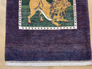 3 X 5 Handmade Rug Zagros Mountain Wool Tribal Rug Lion Purple Green Pictorial