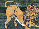 3 X 5 Handmade Rug Zagros Mountain Wool Tribal Rug Lion Purple Green Pictorial