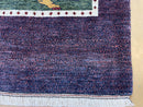 3 X 5 Handmade Rug Zagros Mountain Wool Tribal Rug Lion Purple Green Pictorial