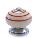 Mascot Hardware Ringed  1-3/5 in. (41mm) Red & Cream Drawer Cabinet Knob