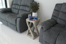 Haussmann Wood Vine Twist End Table 12x12x22 in Height Grey Oil