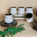 Dunes - Espresso /Turkish Coffee Cups, (12-Pc)- Black & Gold