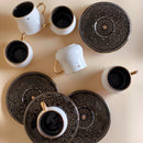 Dunes - Espresso /Turkish Coffee Cups, (12-Pc)- Black & Gold