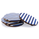 Mascot Hardware Striped 4 pieces White and Ocean Blue Coaster set