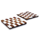 Mascot Hardware Checkered White and Wood Coaster Set of 4