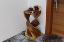 Haussmann Wood Double Twist End Table 14x14x30 in Height Oak Oil