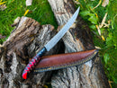 Damascus Steel Custom Flay Knife with Craved Grips TK-051
