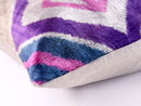 Violet & Indigo Diamond Ikat Pillow – 16x16” Silk Velvet Handmade