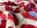 Red & Purple Ikat Velvet Pillow – 16x16in | Luxury Handmade Throw Pillow