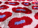 Red & Purple Ikat Velvet Pillow – 16x16in | Luxury Handmade Throw Pillow