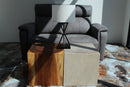 Haussmann Wood Cube Table 18x18x18 in Height Hollow inside Grey Oil