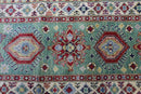Afghan Kazak Runner 3x9 | Green, Ivory & Red | Hand-Knotted Wool