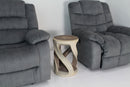 Haussmann Round Wild Twisted Vine End Table 14 in D x 20 in Height Grey Oil