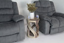 Haussmann Round Wild Twisted Vine End Table 14 in D x 20 in Height Grey Oil