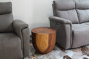 Haussmann Wood Oval Drum Table 20 in Diameter x 18 in Height Walnut Oil