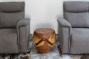 Haussmann Wood Barrel Puzzle Drum Table 18 DIA x 18 in Height Walnut Oil