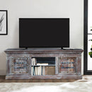 Farmhouse Style 59" Long Distressed Solid Wood Low Media Console